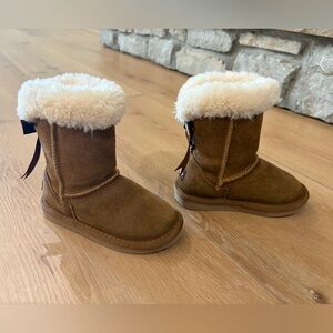 Kids Brown Faux-Suede Shearling Boots - Unbranded